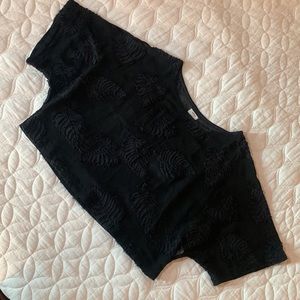 Aritzia (Wilfred) sheer black crop top with leaf design; size S